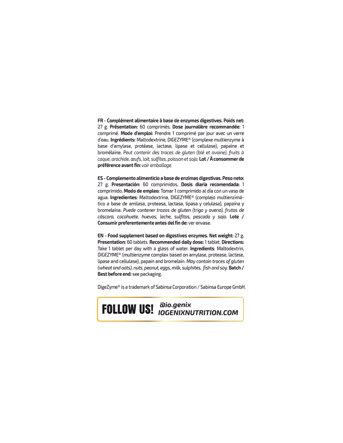 DIGESTIVE ENZYMES - IO.GENIX MVP DIGESTIVE ENZYMES - IO.GENIX MVP